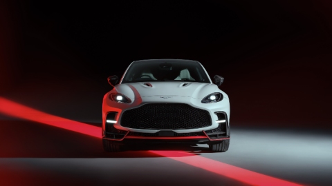 White Aston Martin DBX S front 