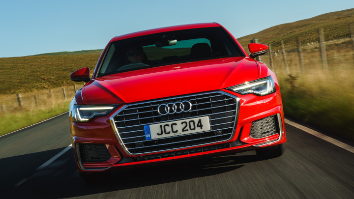 Red Audi A6 Driving