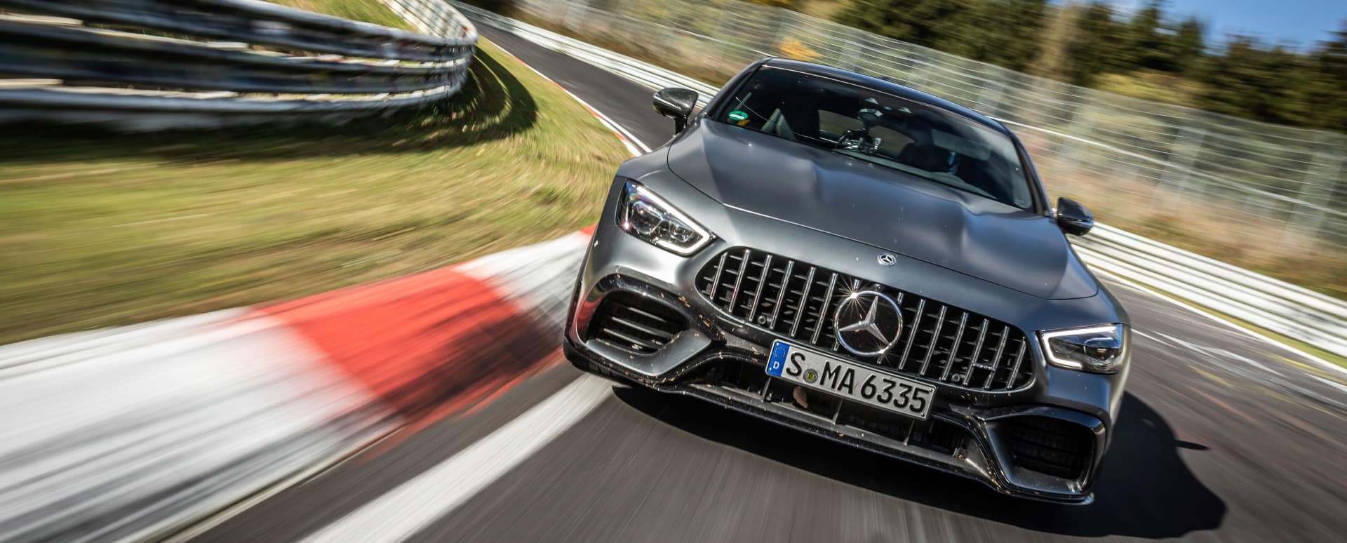 Grey Mercedes-AMG GT Coupe Exterior Front Nurburgring