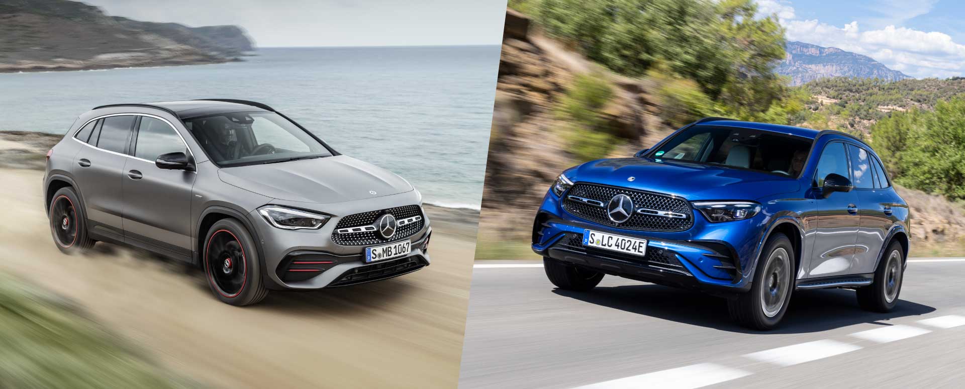 Mercedes-Benz GLA in Grey vs Mercedes-Benz GLC in Blue