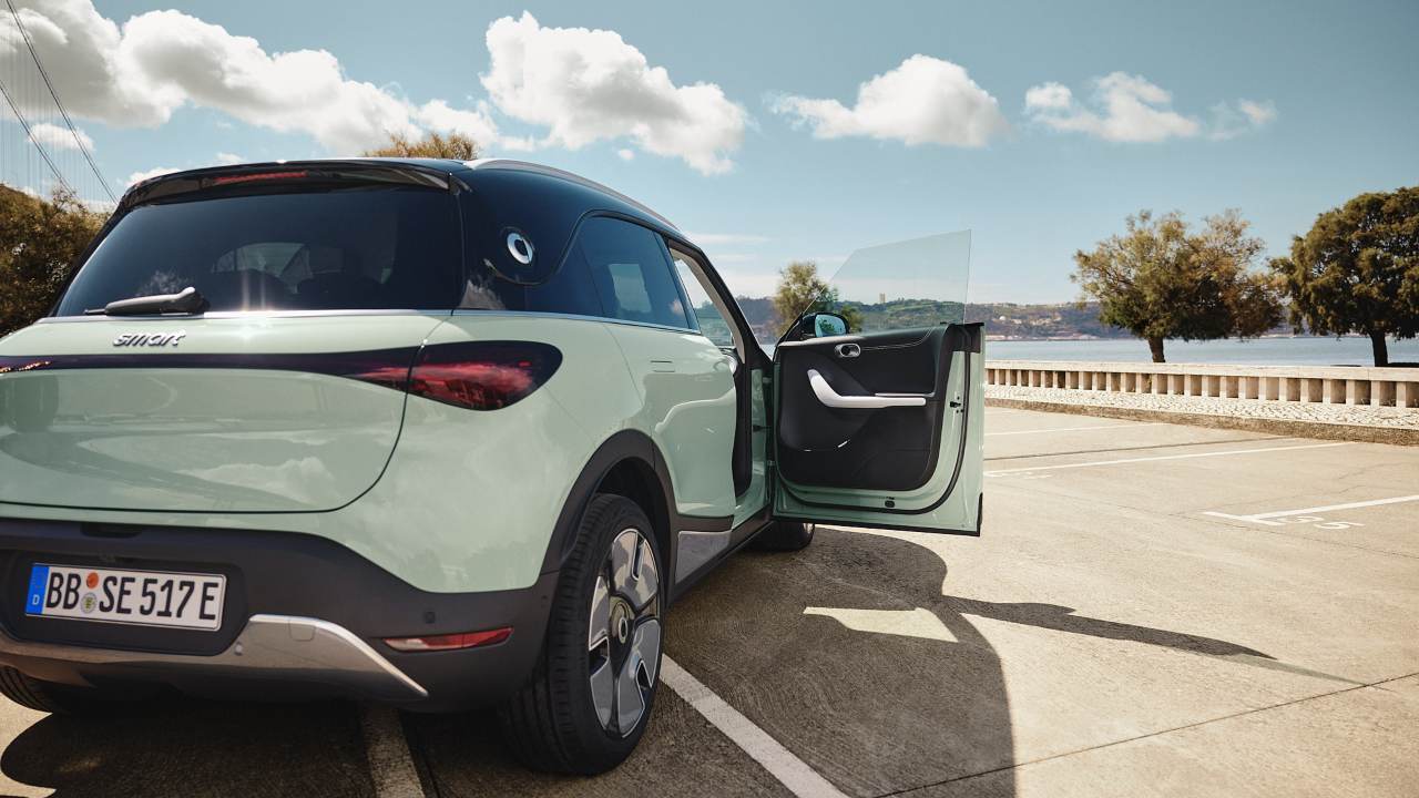 Green smart #1 rear with door open 