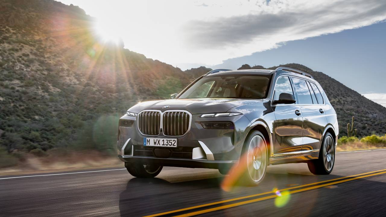 Grey BMW X7 Exterior Front Driving