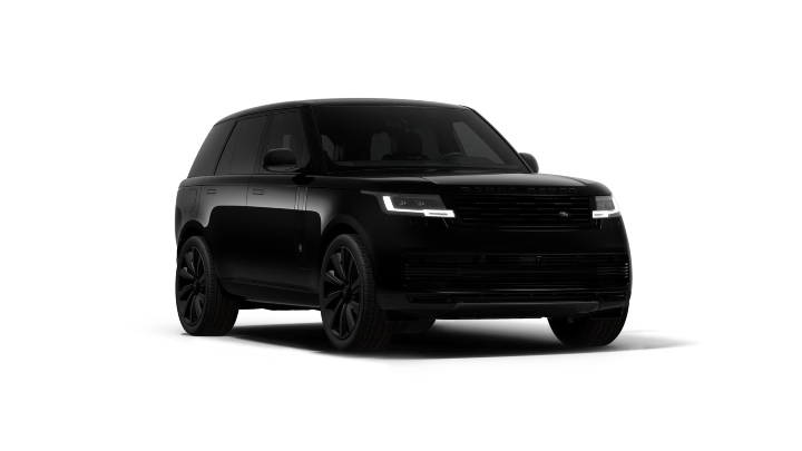 Range Rover SV Black luxury SUV shown in front three-quarter view on a studio background