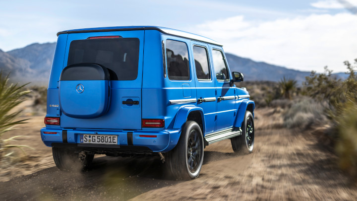 Blue Mercedes-Benz G 580 Off-Road Rear